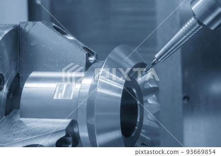 The multi-tasking CNC machine  cutting the differential gear part. 93669854