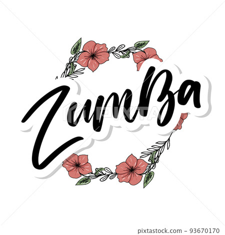 Zumba dance studio text. Calligraphy word banner design. Aerobic fitness. Vector hand lettering Illustration on white background. 93670170