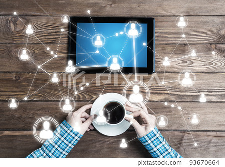 Concept of social communication and networking with social connection lines 93670664