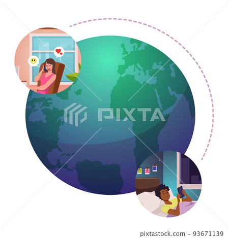 An Illustration Vector of Long Distance Relationship Concept of