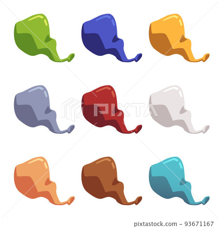 Set of deflated different colors balloons flat style 93671167