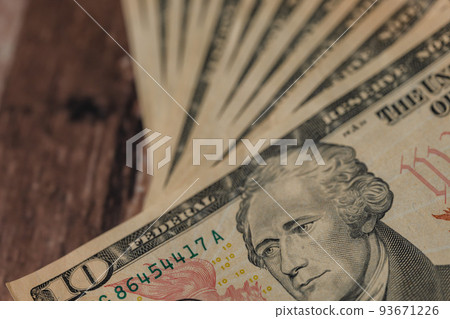 Gold ingot Gold and dollar bills 93671226