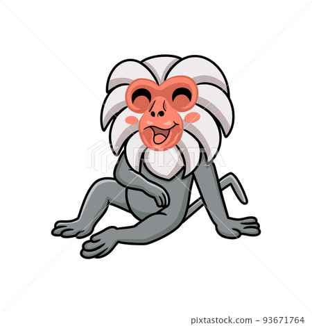 Cute little hamadryad monkey cartoon sitting Cute little hamadryad monkey cartoon sitting 93671764
