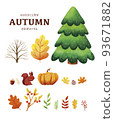 Hand-painted watercolor | Autumn nature illustration set 93671882