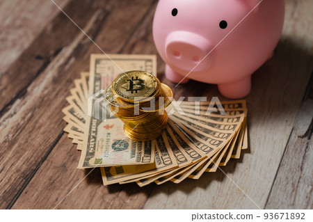 存錢罐美元鈔票虛擬貨幣 存錢罐美元鈔票虛擬貨幣 93671892