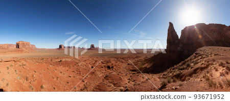 Desert Rocky Mountain American Landscape. Sunny Morning Sunrise. 93671952