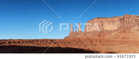 Desert Rocky Mountain American Landscape. Sunny Morning Sunrise. 93671955