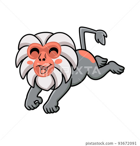 Cute little hamadryad monkey cartoon jumping Cute little hamadryad monkey cartoon jumping 93672091