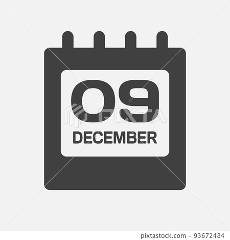 Icon day date 9 December, template calendar page 93672484