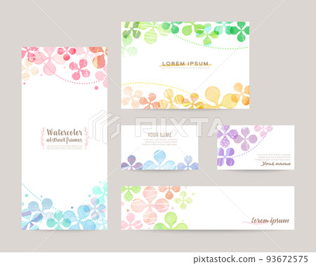 水彩裝飾模板集(A4 三折傳單、明信片、名片、橫幅) 葉 水彩裝飾模板集(A4 三折傳單、明信片、名片、橫幅) 葉 93672575