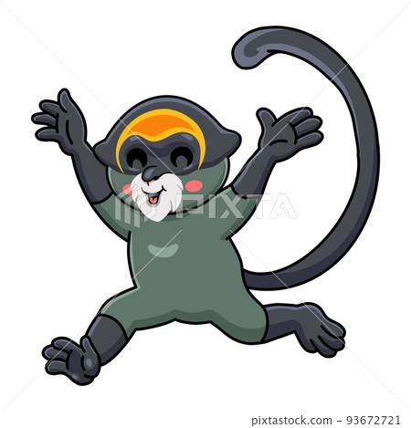 Cute de brazza's monkey cartoon jumping 93672721