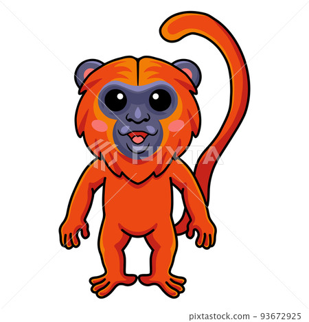 Cute red howler monkey cartoon standing 93672925