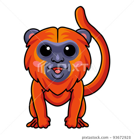 Cute red howler monkey cartoon sitting Cute red howler monkey cartoon sitting 93672928