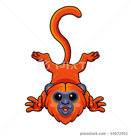 Cute red howler monkey cartoon posing 93672932