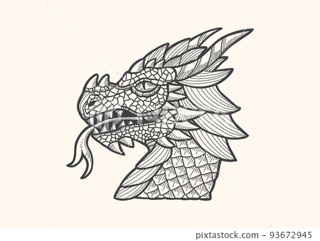 Hand drawn dragon head vector Hand drawn dragon head vector 93672945