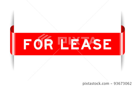 Red color inserted label banner with word for lease on white background 93673062