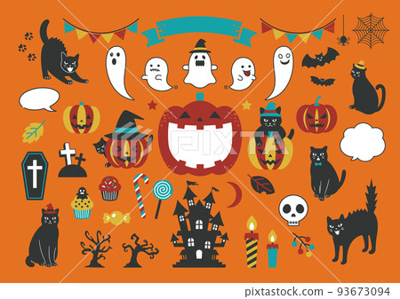 黑貓和萬聖節插圖集 93673094