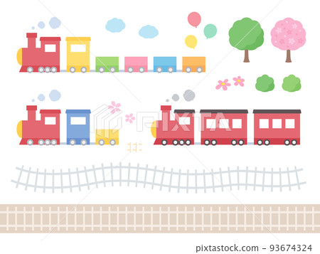 Cute train illustration material set Cute train illustration material set 93674324