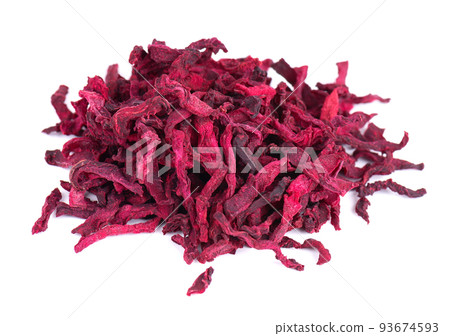Dry beetroot isolated on the white background. Chopped dried beet. 93674593