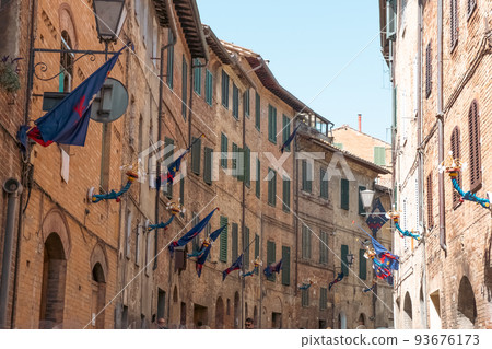 Beautiful view of Siena in Tuscany. Siena Palio day. 93676173