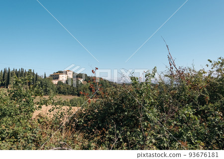 Beautiful view of Tuscany landscape and landmarks. Summer in Italy 93676181