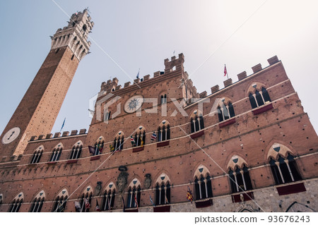 Beautiful view of Siena in Tuscany. Siena Palio day. 93676243