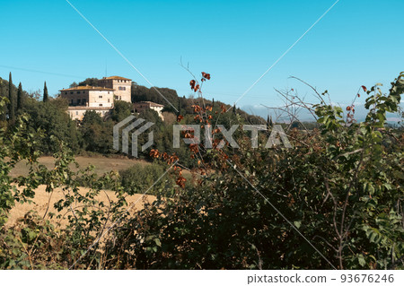 Beautiful view of Tuscany landscape and landmarks. Summer in Italy 93676246