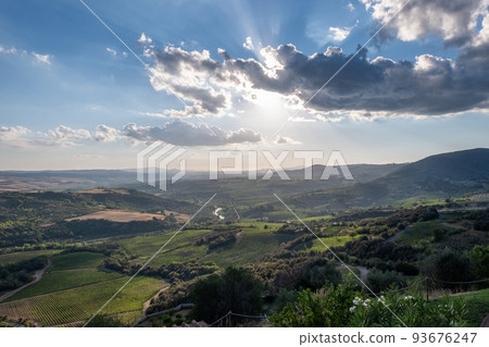 Beautiful view of Tuscany landscape and landmarks. Summer in Italy Beautiful view of Tuscany landscape and landmarks. Summer in Italy 93676247