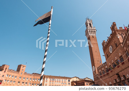 Beautiful view of Siena in Tuscany. Siena Palio day. 93676270