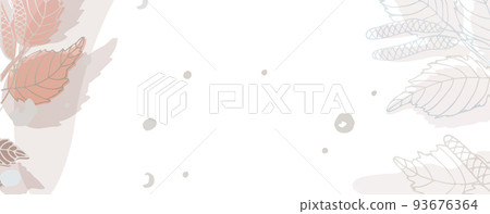 Luxurious golden wallpaper. Banner with pink flowers and birch leaves. Watercolor pink, gold stains on a white background. Bright branches. vector file. 93676364