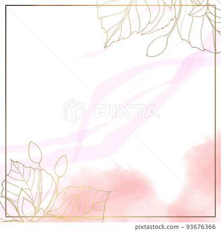 Floral minimal square background. For use in social networks. Watercolor gold pink background. Vector illustration. Floral minimal square background. For use in social networks. Watercolor gold pink background. Vector illustration. 93676366