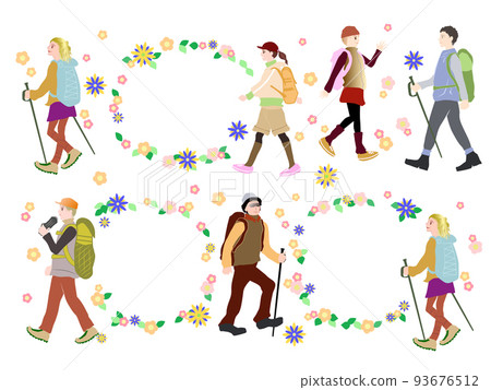 (2) Mountain walking hiking trekking illustration mountain walking people (2) Mountain walking hiking trekking illustration mountain walking people 93676512