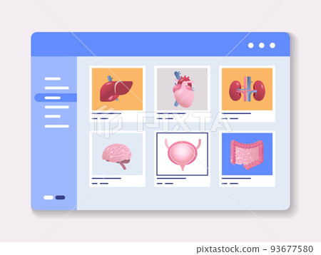 set anatomical human body internal organs set on digital screen anatomy medicine science healthcare concept 93677580