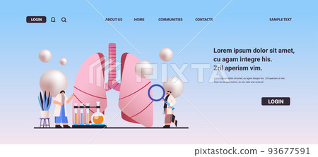 scientists examining anatomical lungs human body internal organ medicine science healthcare concept 93677591