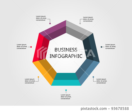 heptagon shape template for infographic for presentation for 7 element 93678588