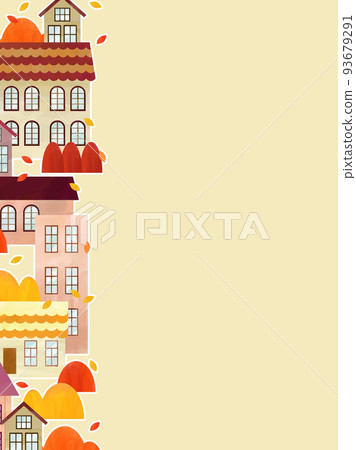 Autumn cityscape illustration background vertical type 93679291