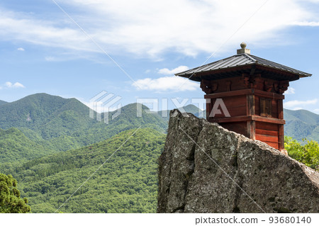 Mountain temple scenery in summer, Risshakuji Nokyodo, Yamagata City, Yamagata Prefecture 93680140