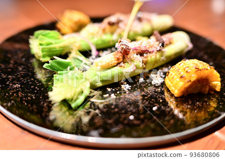 Dish of corn and young corn Dish of corn and young corn 93680806