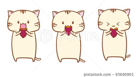 cat eating baked potato 93680901