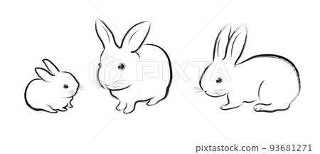 Rabbit brush painting set vector Rabbit brush painting set vector 93681271
