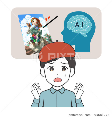 Illustration AI troubled illustrator male Illustration AI troubled illustrator male 93681272