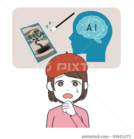 AI繪畫藝術困擾插畫家的女人 AI繪畫藝術困擾插畫家的女人 93681275
