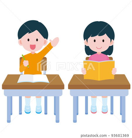 Illustration of children happily studying Illustration of children happily studying 93681369