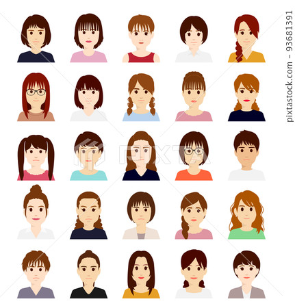 Young woman avatar icon front Young woman avatar icon front 93681391