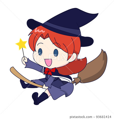 witch girl on a broom 93681414