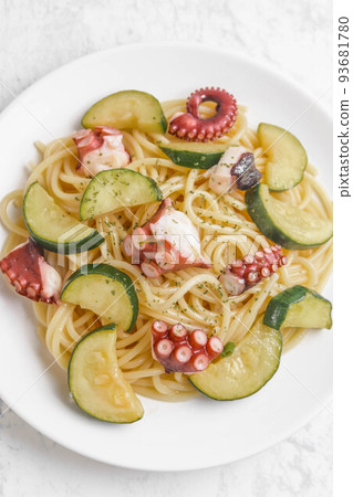 Octopus and zucchini pasta Octopus and zucchini pasta 93681780