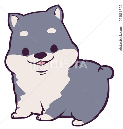 A child of a smiling black shiba inu staring at you A child of a smiling black shiba inu staring at you 93681791