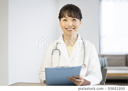 Middle-aged female doctor smiling looking at camera 93681800