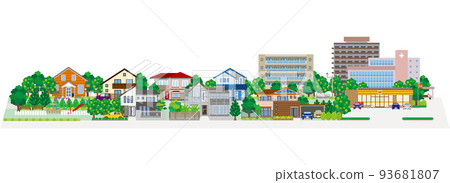 矢量圖的城市景觀。 矢量圖的城市景觀。 93681807