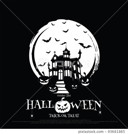 Halloween party poster with Haunted castle. illustrator Vector Eps 10 93681865